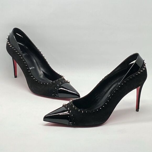 Christian Louboutin Duvette Spikes 85 leather pumps size 37.5 - Picture 1 of 15